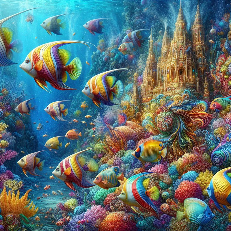 Mundo submarino lleno de peces y color
