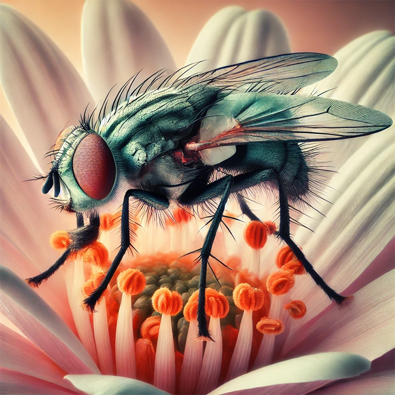 Mosca sobre el interior de una flor